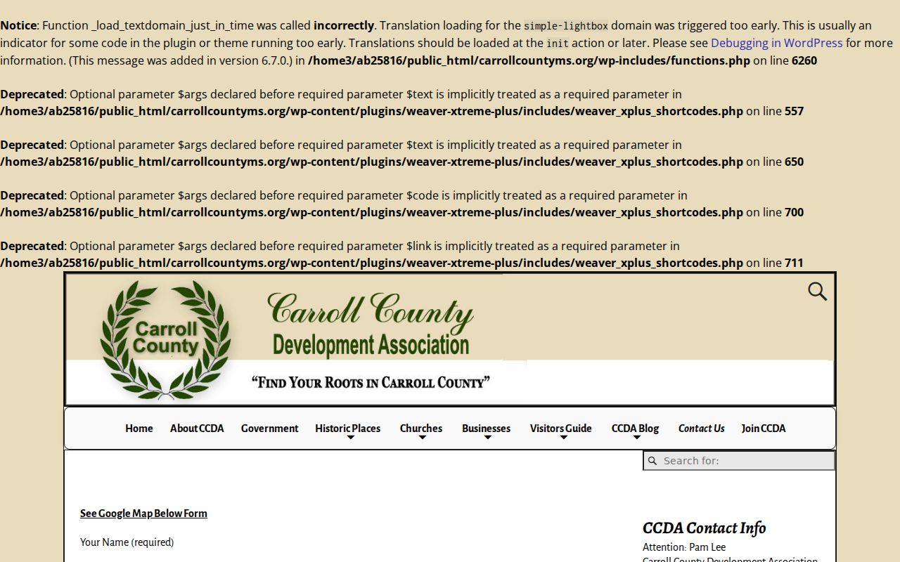 Carroll County contact form used to ask which office holds a warrant record