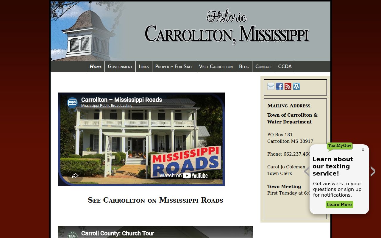 Town of Carrollton official site consulted for Carrollton warrant record routing