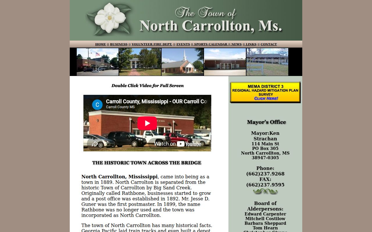 North Carrollton official town home page used for warrant record routing in Carroll County