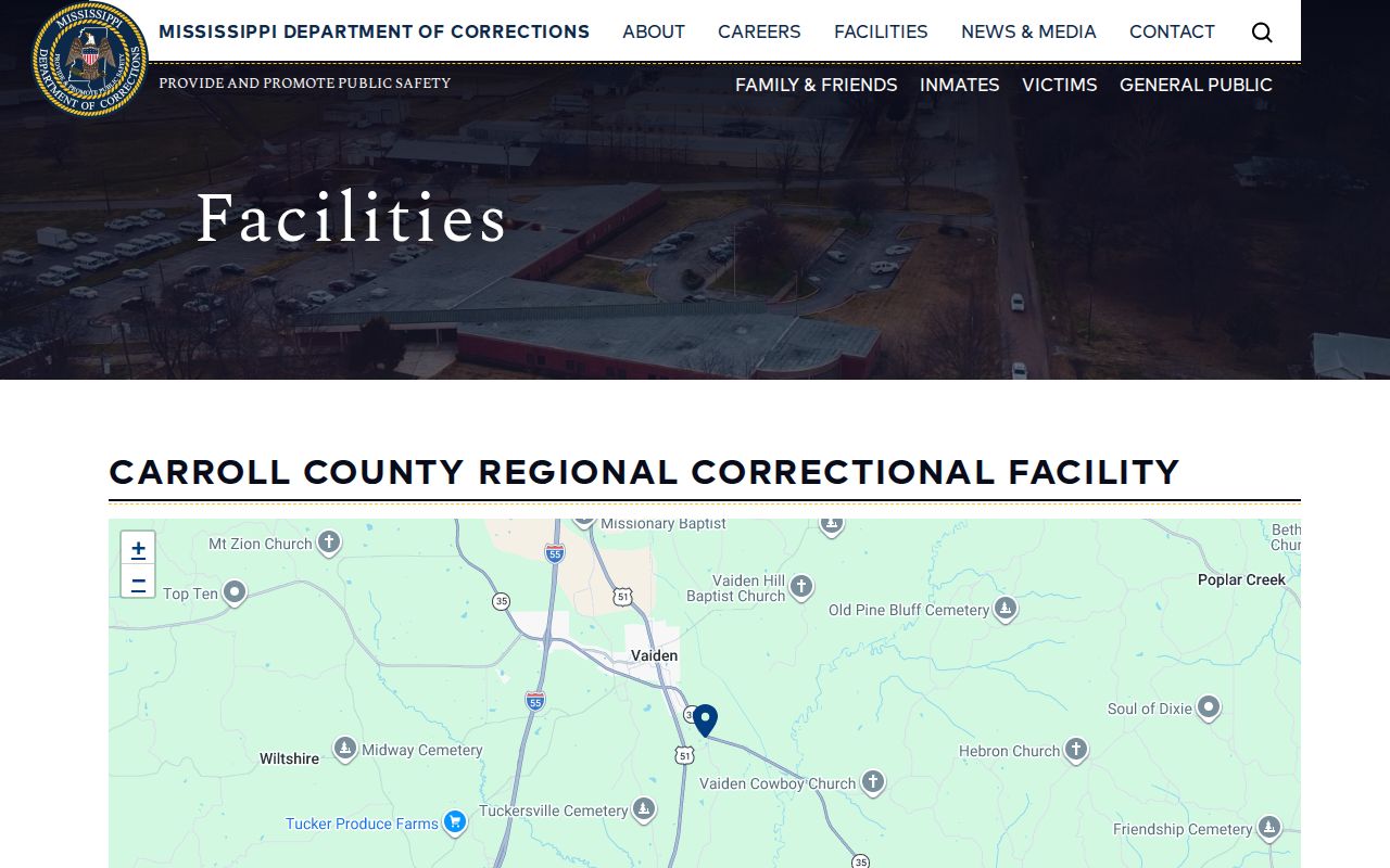 Carroll County Regional Correctional Facility page used for warrant custody questions