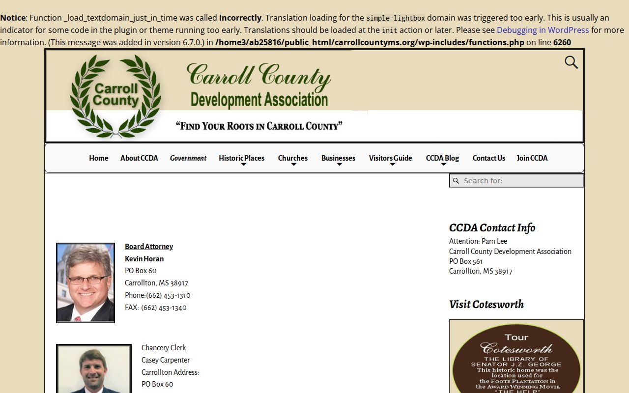 Carroll County officials directory listing sheriff and courts for warrant service